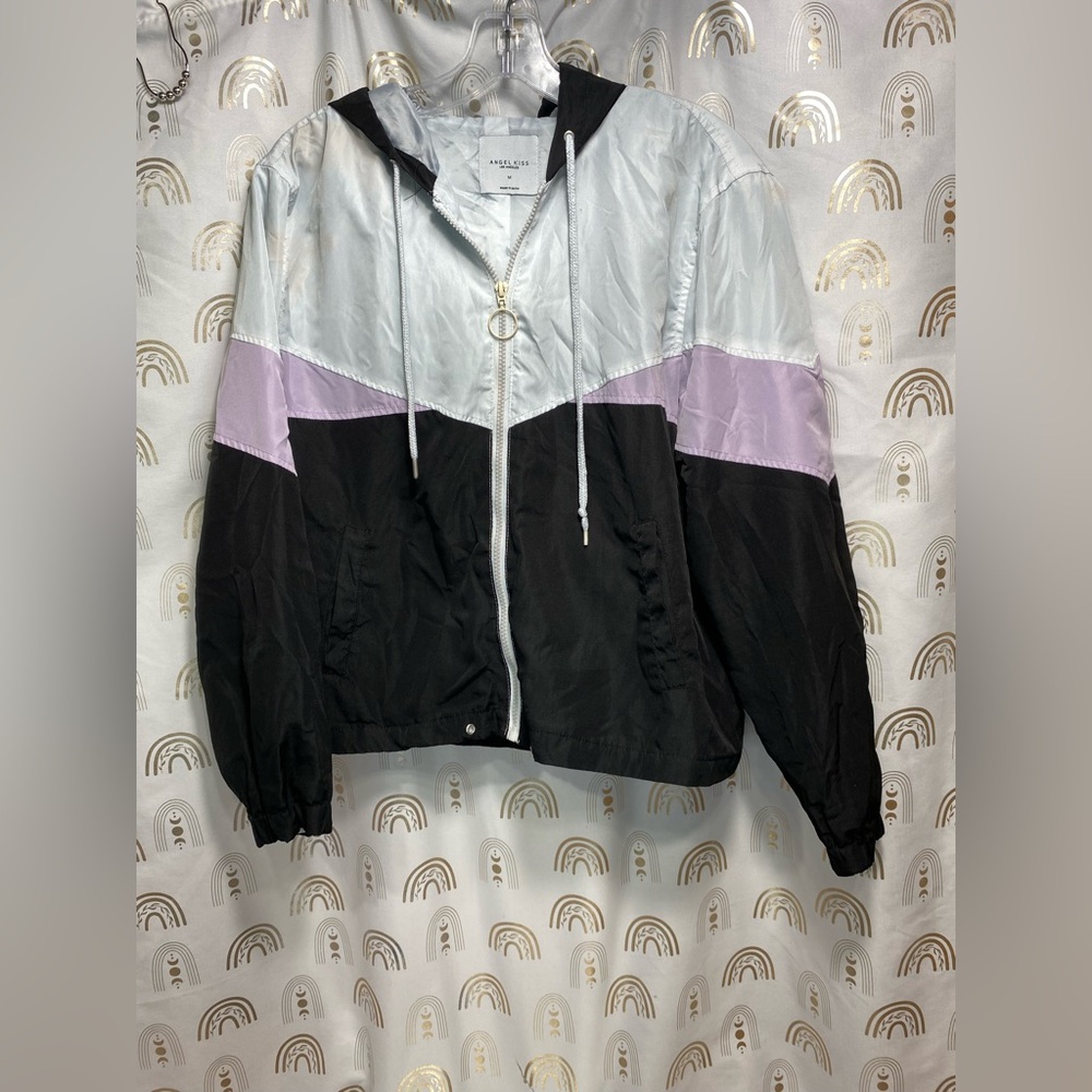 Angel Kiss Black, Gray, and Purple Vintage Wind Breaker Jacket